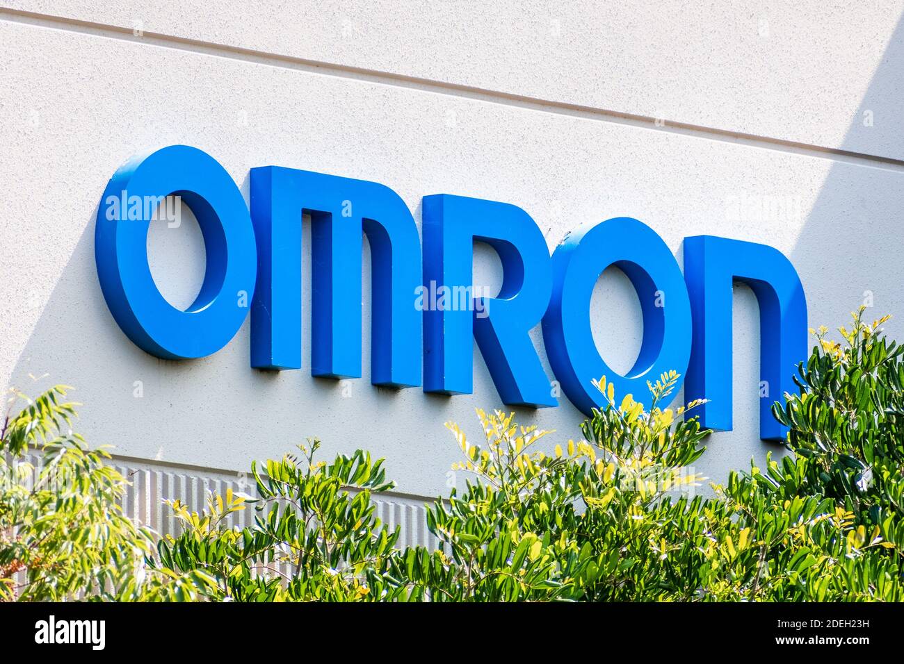 sep 17 2020 fremont ca usa omron sign at their headquarters in silicon valley omron corporation is a japanese electronics company generally kn 2DEH23H