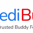 MediBuddy logo with tag line R 1