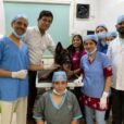 L to R Dr Narendra Paedeshi owner Mr Doodanwar Dhanashri Kulkarni sittingDod Shelby Tanuja Mungale Reena Haribhat Ankita Diwedi Technician Avinash
