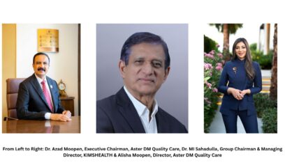 From Left to Right Dr. Azad Moopen Executive Chairman Aster DM Quality Care Dr. MI Sahadulla Group Chairman Managing Director KIMSHEALTH Alisha Moopen Director Aster DM Quality Care