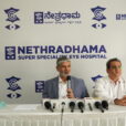 Prof. Dr. Sri Ganesh and Dr. Chethan Anand address the media during the CLEAR Supra launch at Nethradhamas Mysuru centre