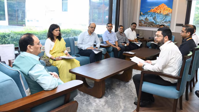 union health minister j p nadda holds a review meeting with delhi health officials amid a surge in h 210040859