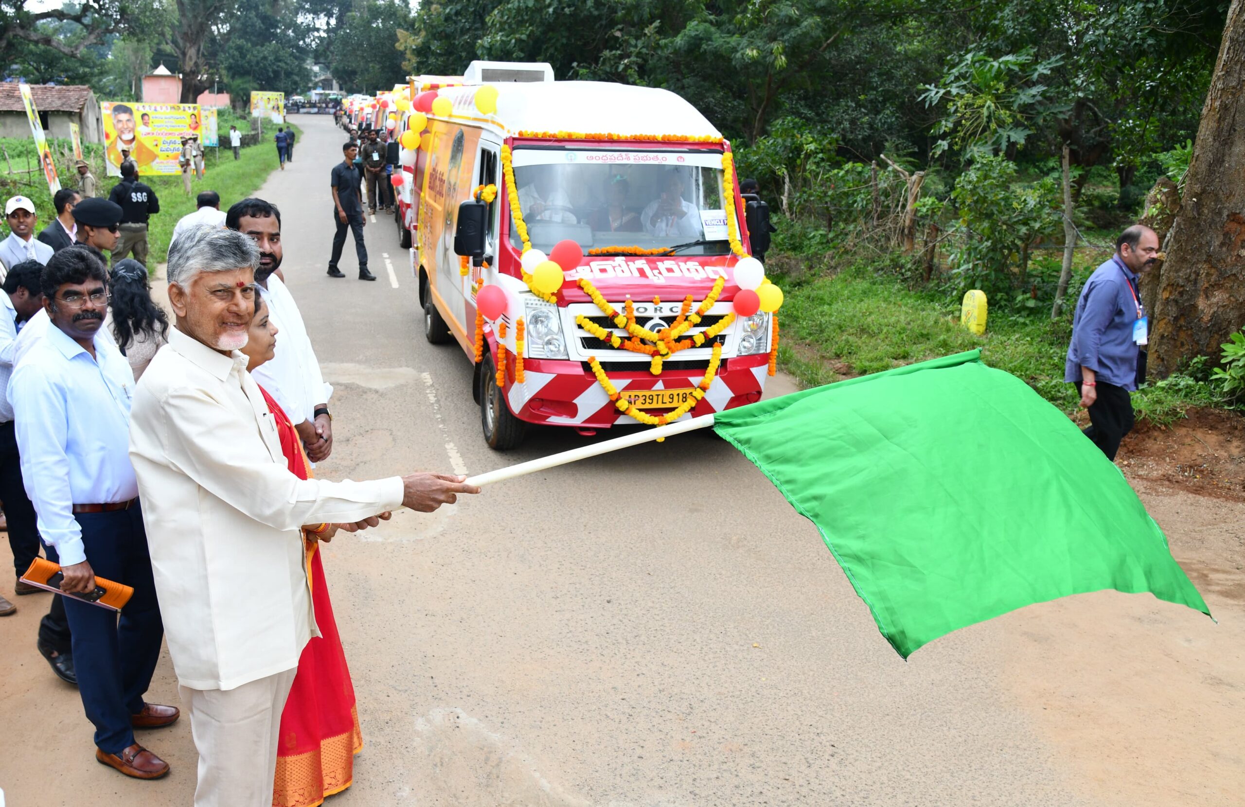 Launch of the first lot of 23 Mobile Medical Units MMUs by Shri N. Chandrababu Naidu Honble Chief Minister of AP at Gannela Primary Health Centre Araku Alluri 1 1 scaled