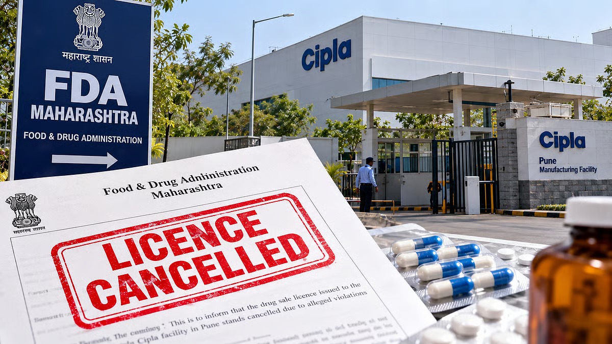 Maharashtra FDA Cancels Cipla Pune Warehouse Licences Over Drug Violations 1 Maharashtra FDA cancels Cipla Pune warehouse licence over alleged drug packaging and storage violations.